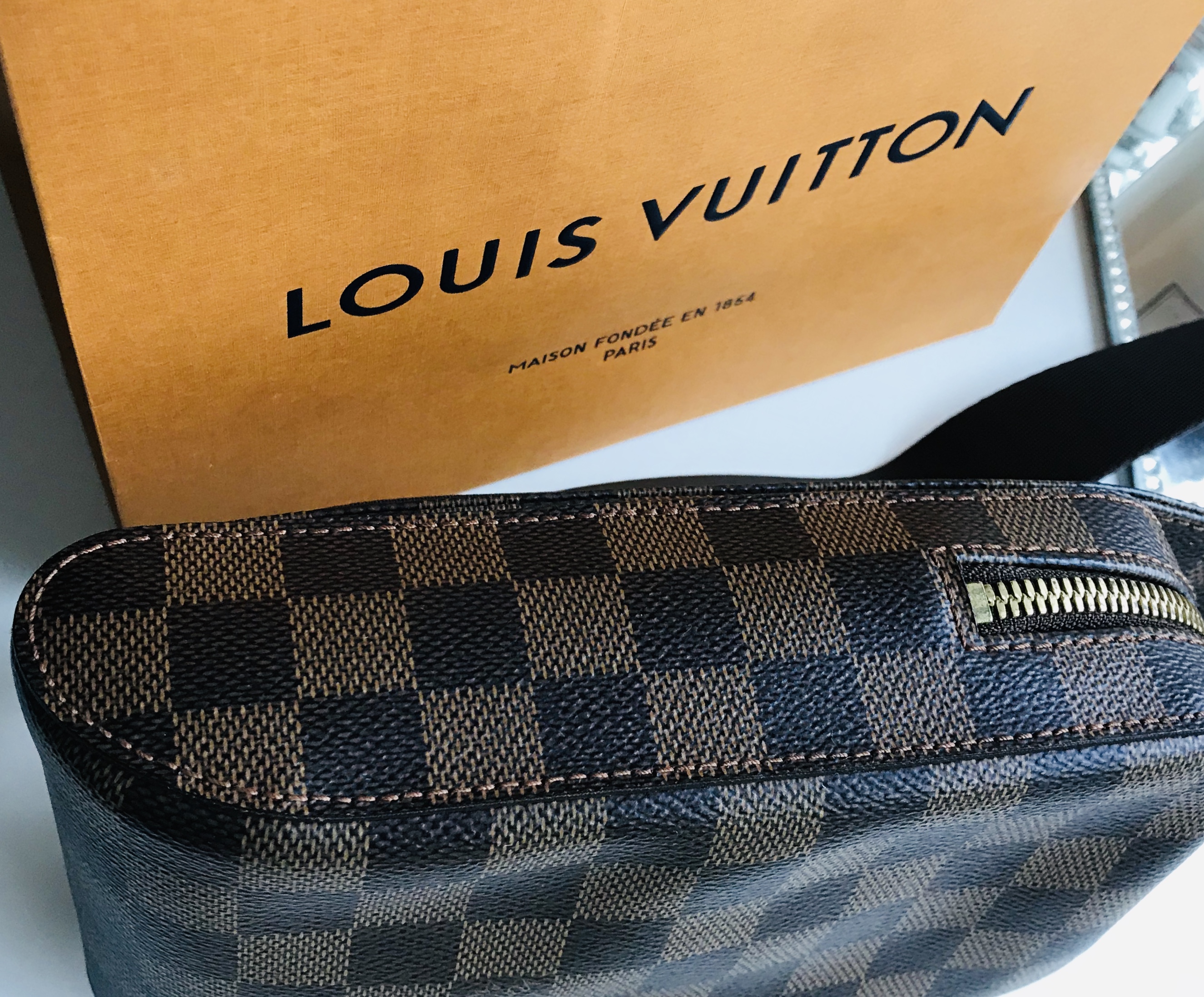 Louis Vuitton Melville Waist Bumbag, Damier Ebene, Preowned in Box