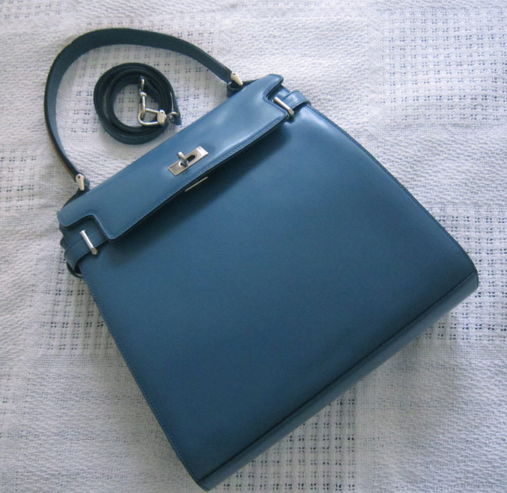 A.Testoni Blue Satchel Signature Leather Handbag