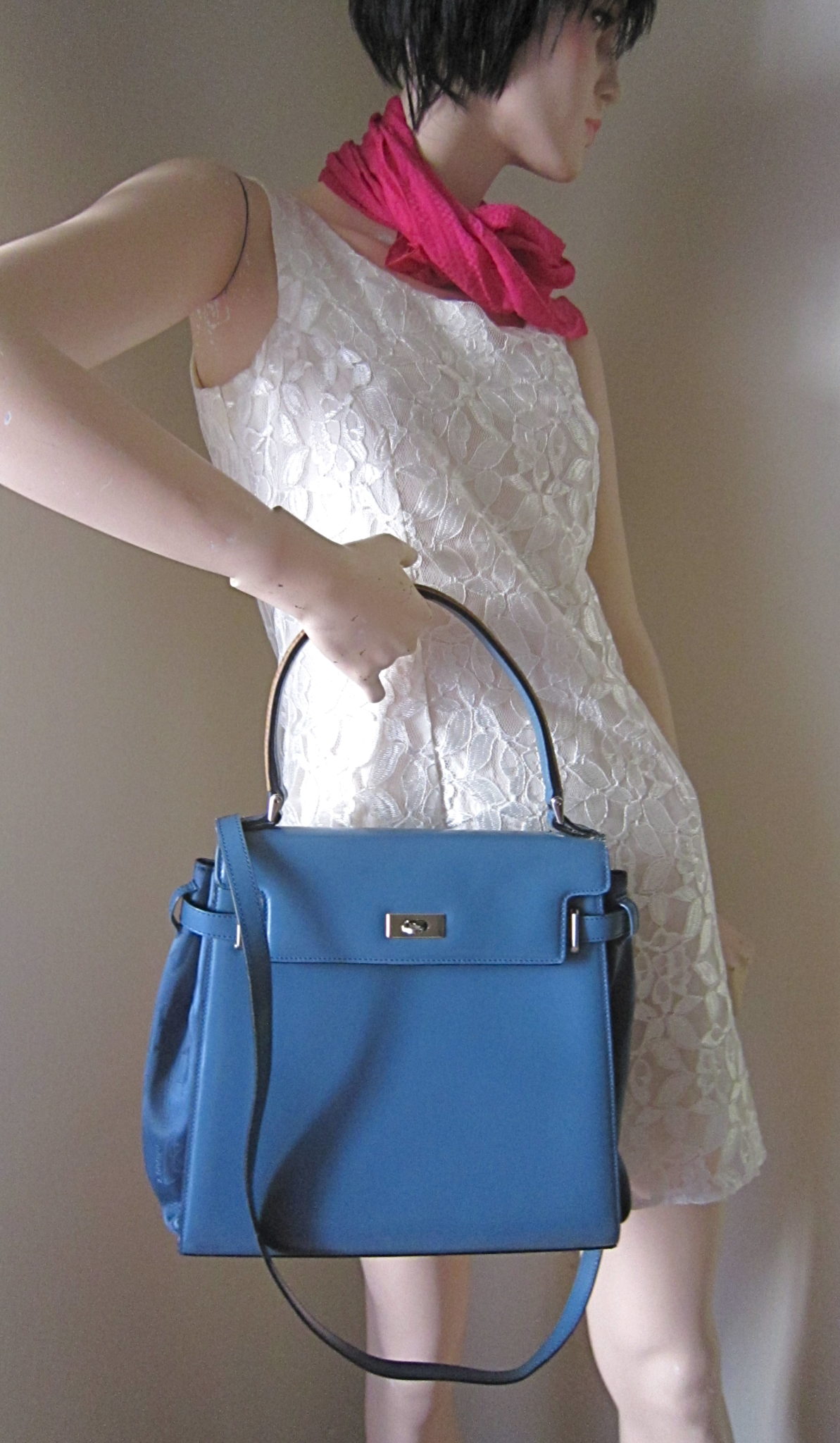 A.Testoni Blue Satchel Signature Leather Handbag