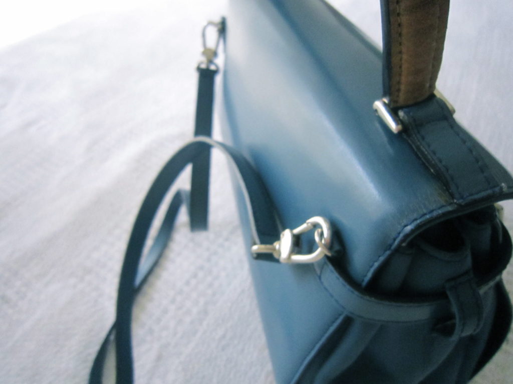 A.Testoni Blue Satchel Signature Leather Handbag