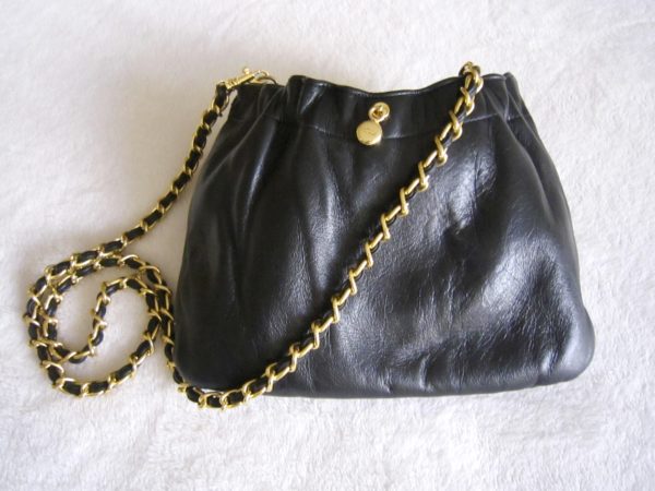 Ande Black Leather Chain Crossbody Bag
