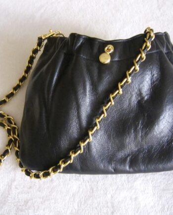 Ande Black Leather Chain Crossbody Bag