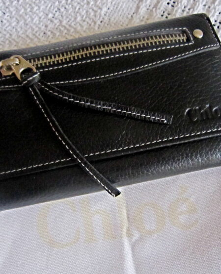 Chloe Black Leather Zip Wallet