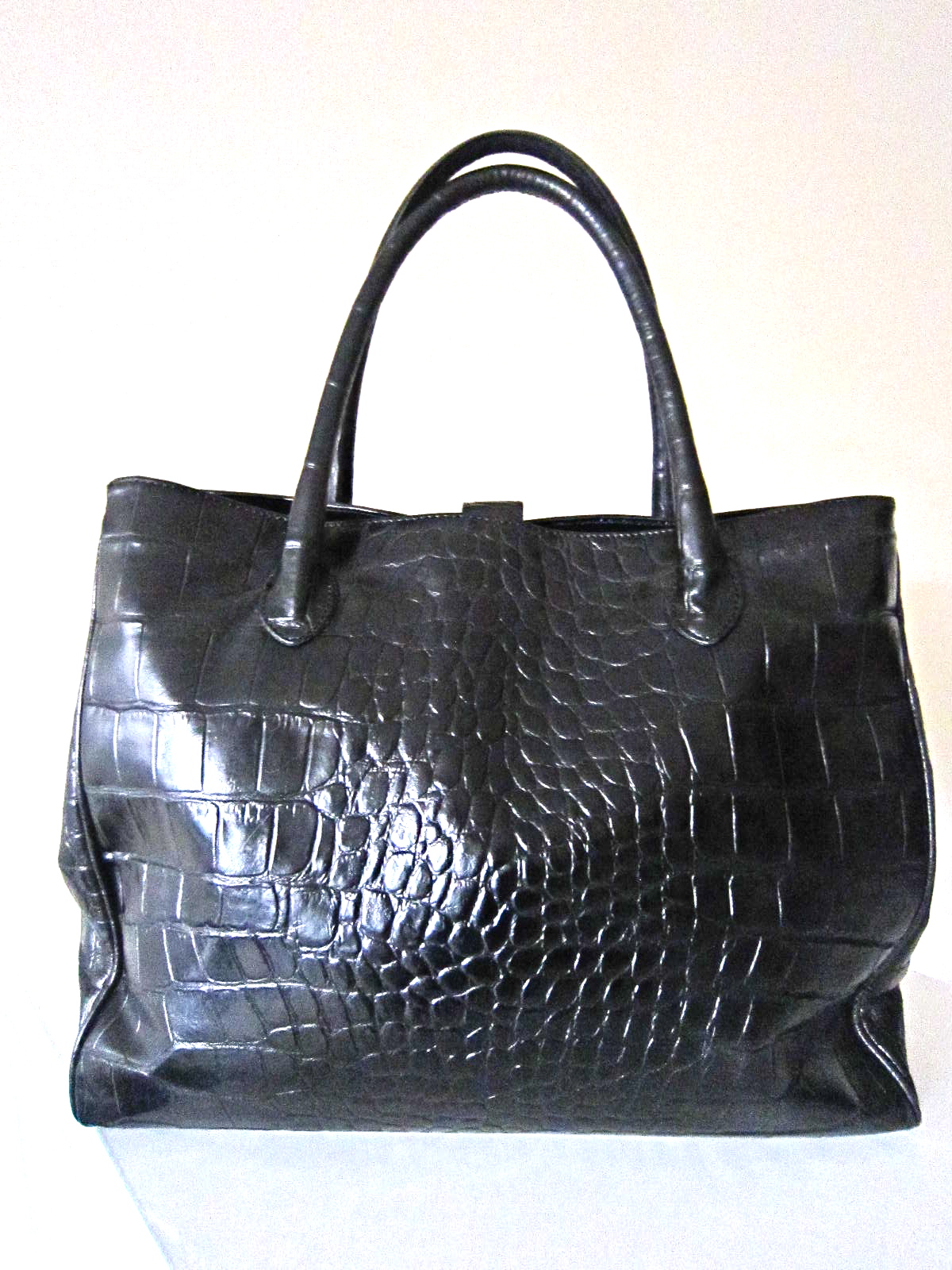Browns Couture Black Croc Leather Tote
