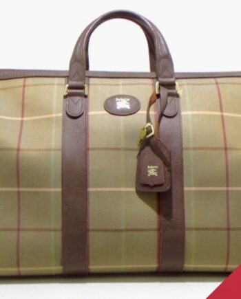 Burberry Green Checked Canvas Duffel Bag-1