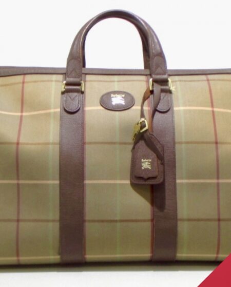 Burberry Green Checked Canvas Duffel Bag-1