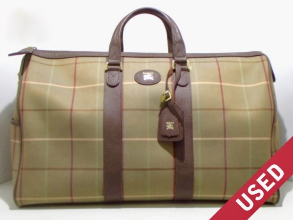Burberry Green Checked Canvas Duffel Bag-1