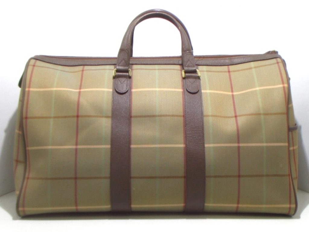 Burberry Green Checked Canvas Duffel Bag