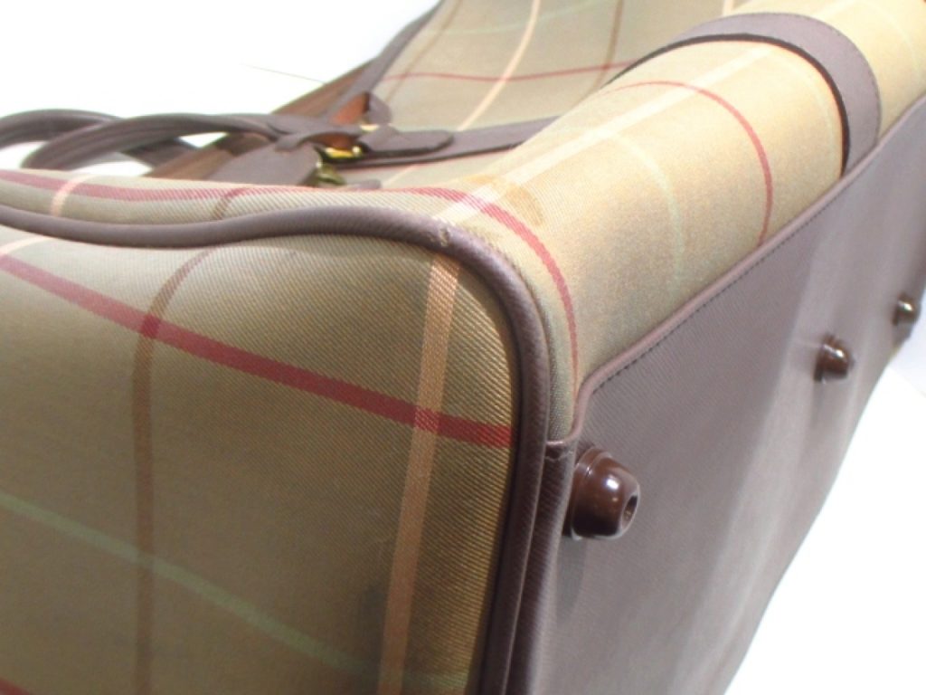 Burberry Green Checked Canvas Duffel Bag