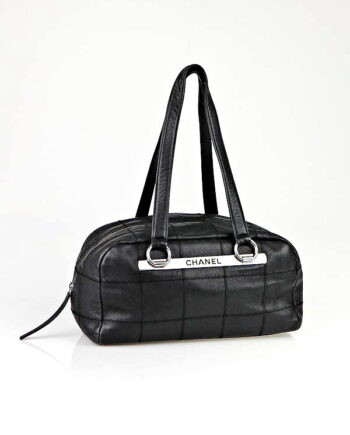 Chanel Black Caviar Leather East West Satchel Bag