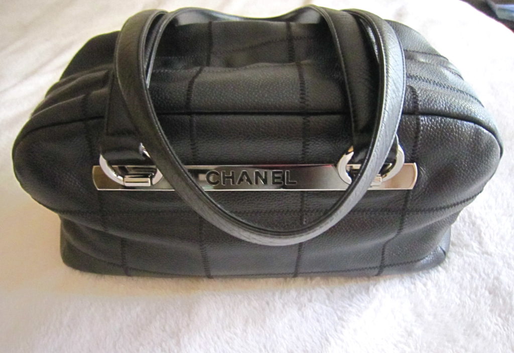 Chanel Black Caviar Leather East West Satchel Bag