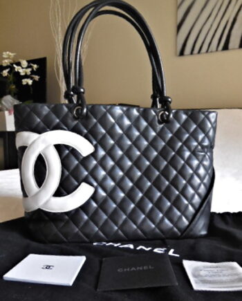 Chanel Black Lambskin Cambon CC Tote Bag