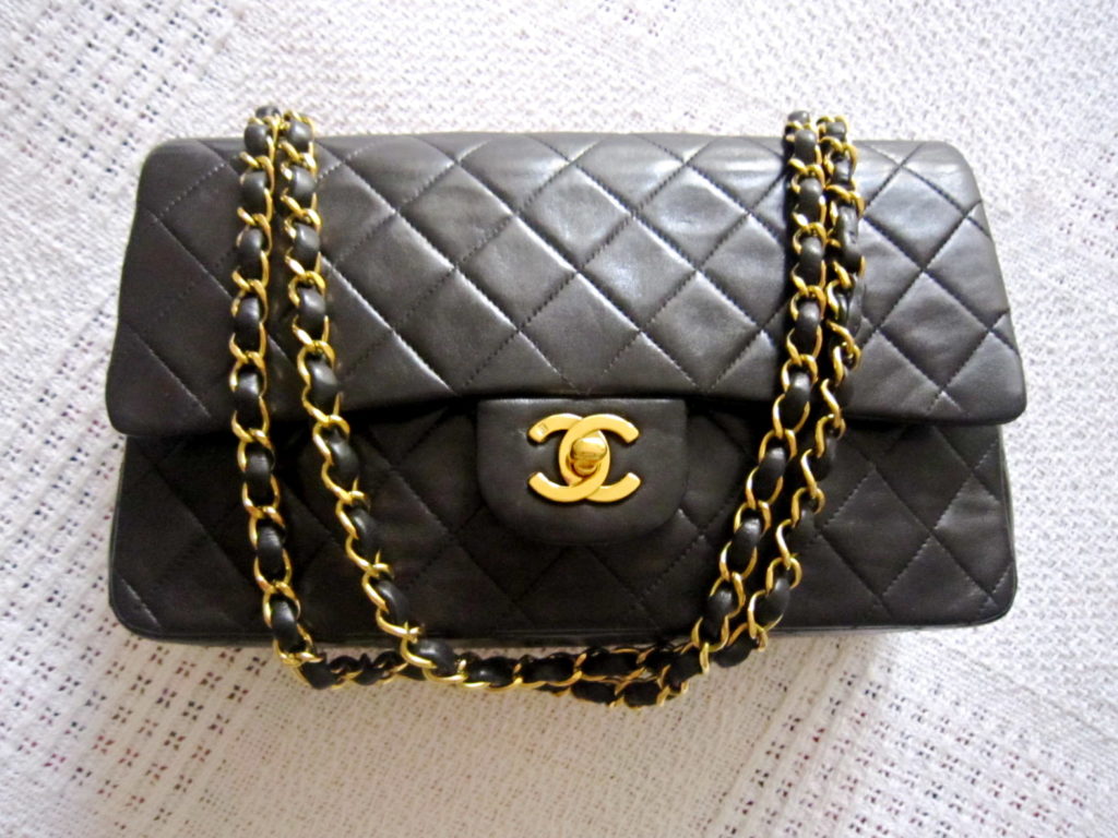 Chanel Black Lambskin Double Flap 2.55 Classic Bag