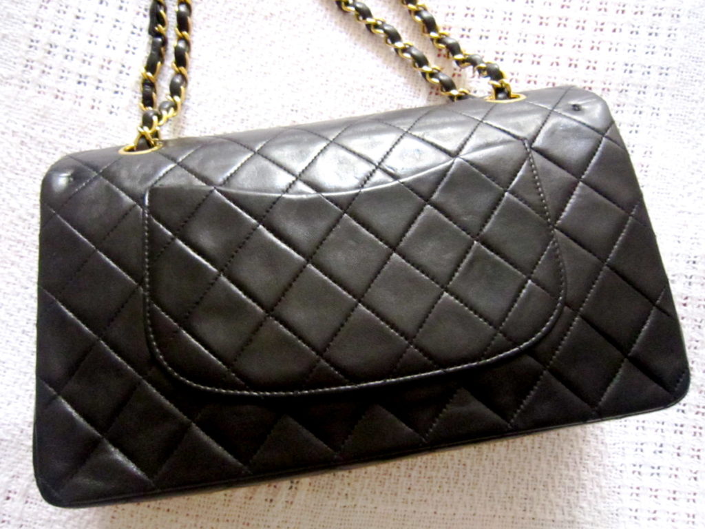 Chanel Black Lambskin Double Flap 2.55 Classic Bag