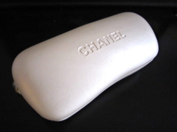 Chanel Black Leather and Pearl Sunglasses Case