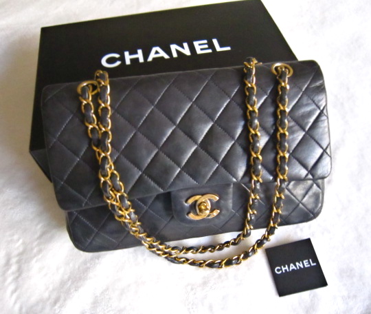 Chanel Black Lambskin Chevron Double Classic Flap Bag GHW