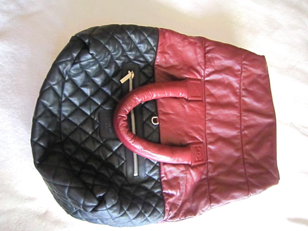 Chanel Coco Cocoon Black/Burgundy Lambskin Leather Reversible Large Tote Bag