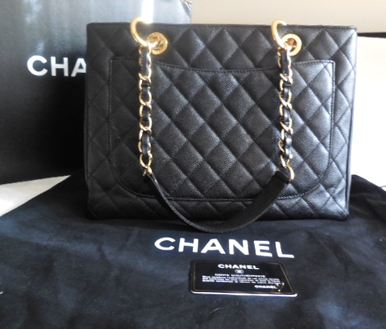 Chanel PST Black Caviar Petit Shopping Tote Bag