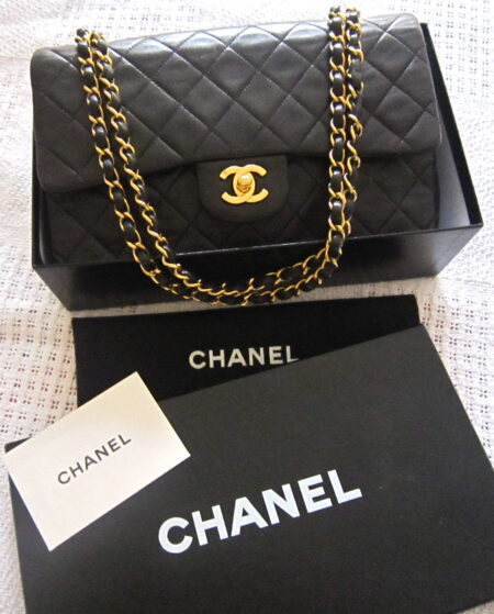 Chanel Lambskin Double Flap 2.55 Medium Black Purse