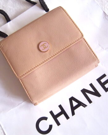 Chanel Pink Leather Gold Medallion French Bi-Fold Wallet