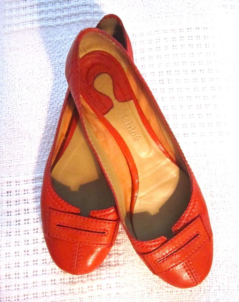 Chloe Red Leather Ballerina Flats / Size 10