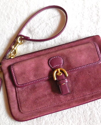 Coach Burgundy Suede Wristlet