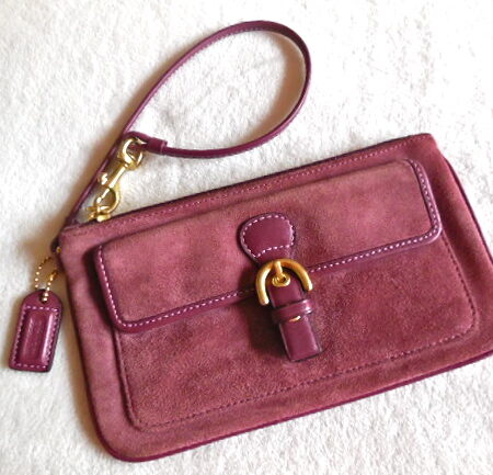 Coach Burgundy Suede Wristlet