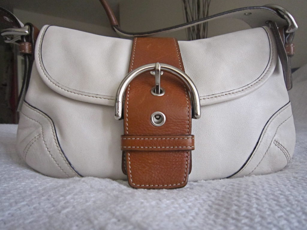 Coach white leather outlet bag