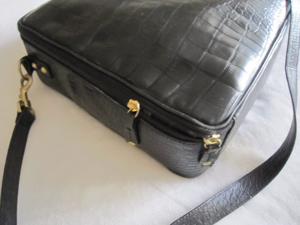 Danier Black Croc Embossed Leather Briefcase