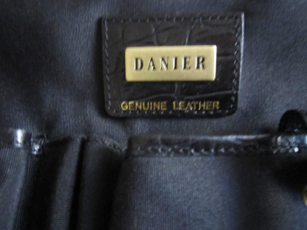 Danier Black Croc Embossed Leather Briefcase