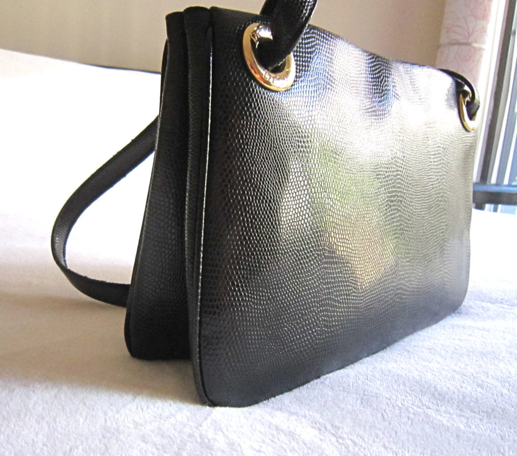 Desmo Black Snakeskin Leather Handbag