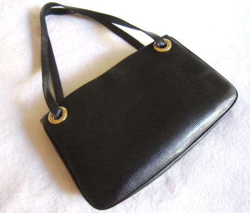 Desmo Black Snakeskin Leather Handbag