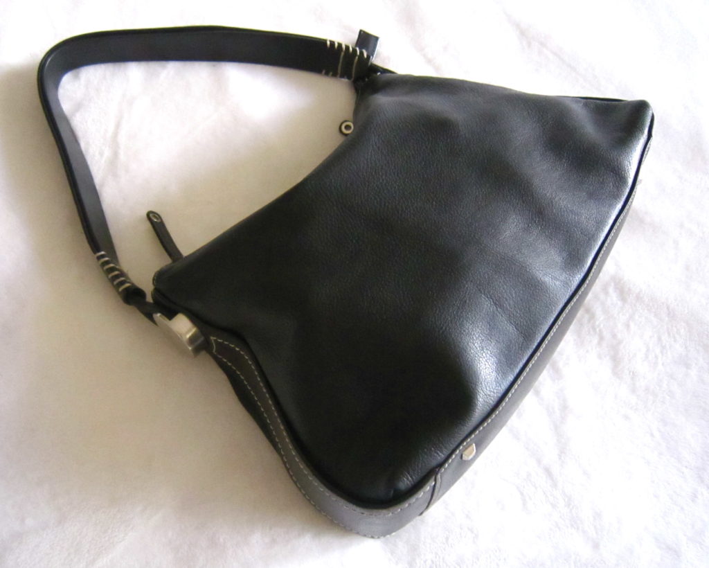 Dissona Black Leather Hobo Bag