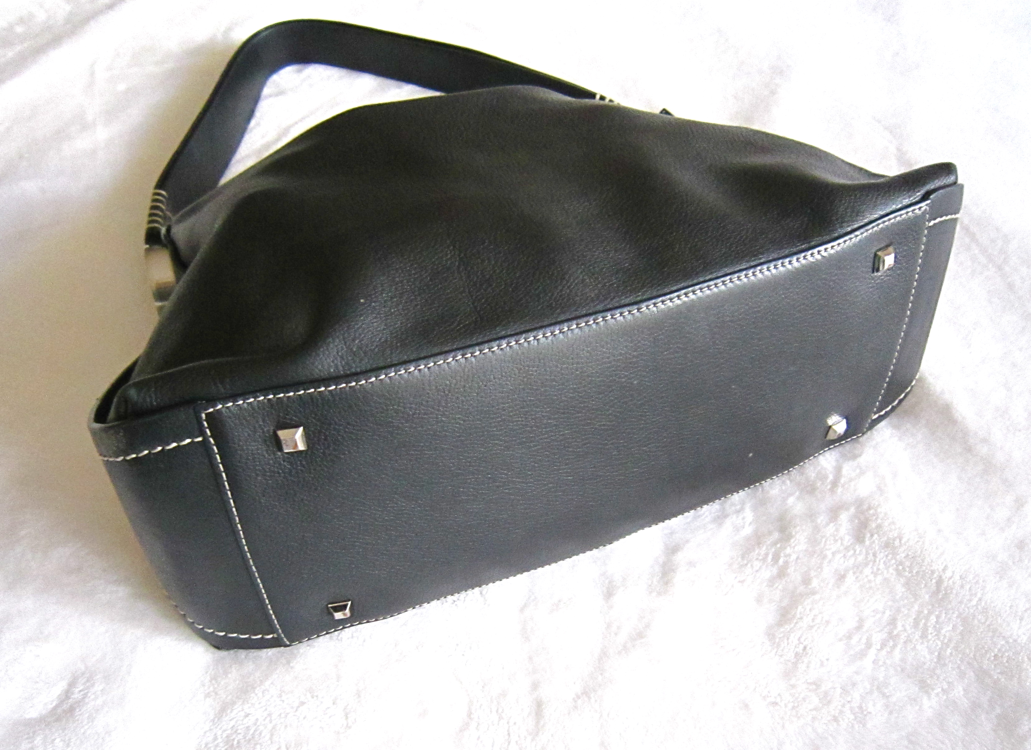 Dissona Black Leather Hobo Bag