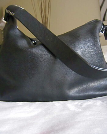 Dissona Black Leather Hobo Bag