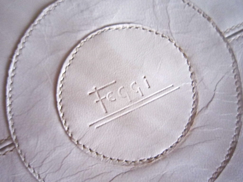 Feggi Vintage White Leather Bulls-Eye Handbag