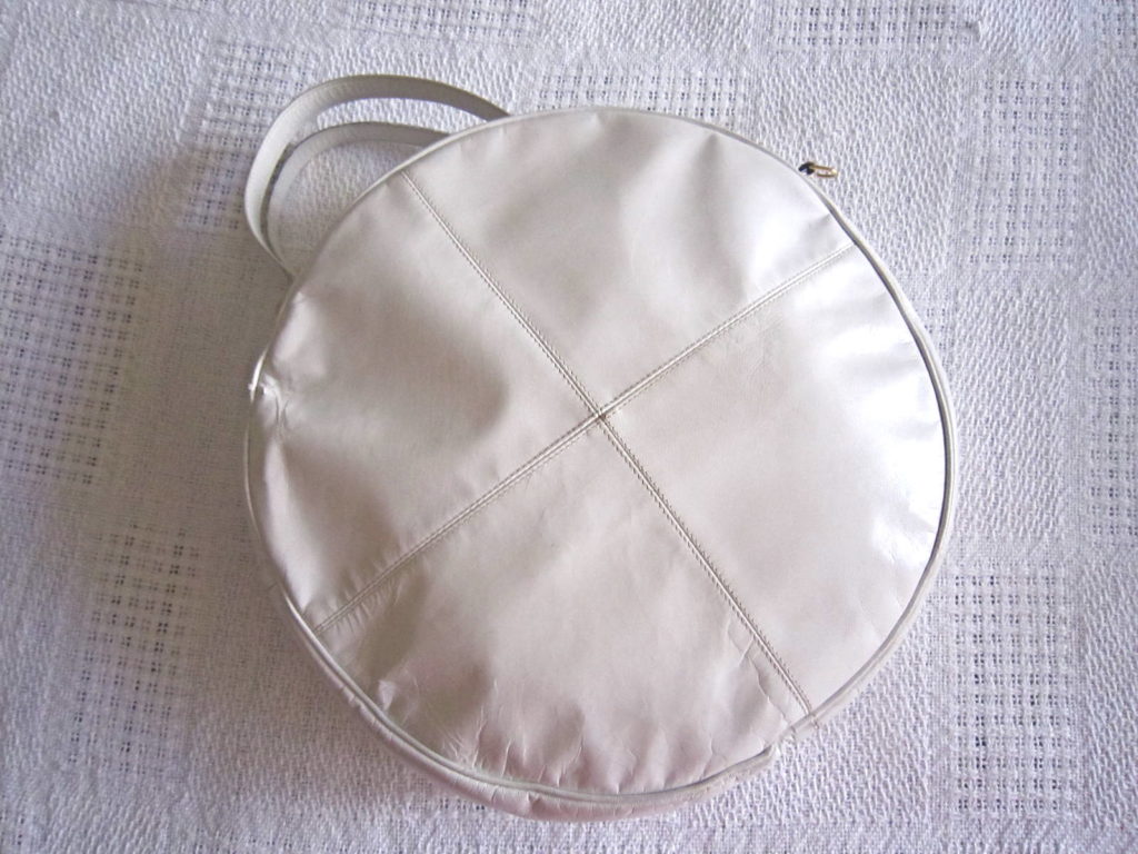 Feggi Vintage White Leather Bulls-Eye Handbag