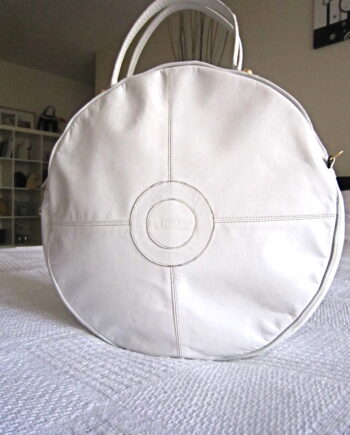 Feggi Vintage White Leather Bulls-Eye Handbag