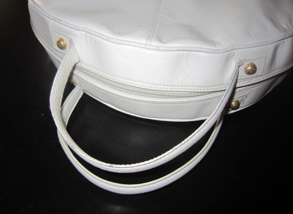 Feggi Vintage White Leather Bulls-Eye Handbag