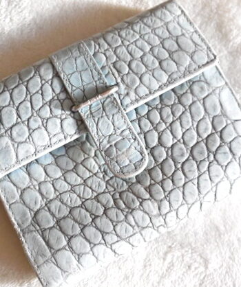 Furla Light Blue Croc Bi-Fold Wallet