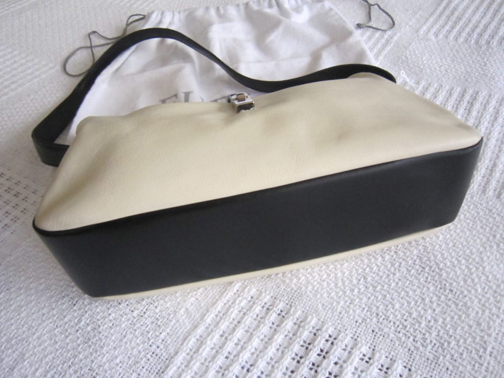 Furla White & Black Leather Hobo Bag