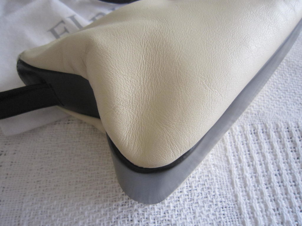 Furla White & Black Leather Hobo Bag