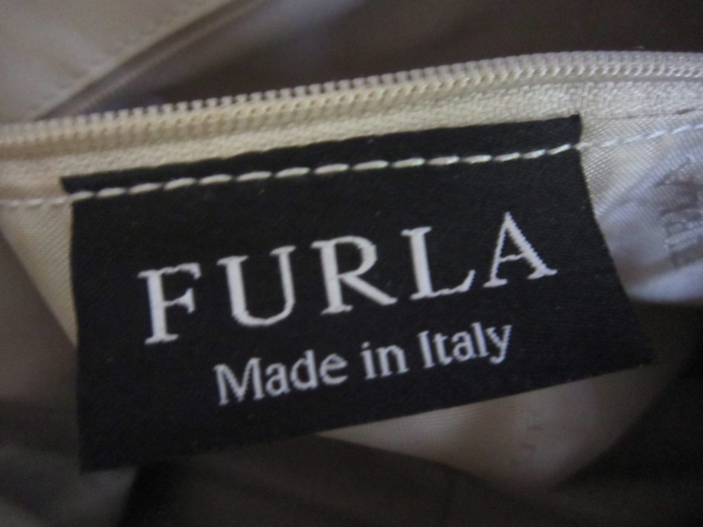 Furla White & Black Leather Hobo Bag