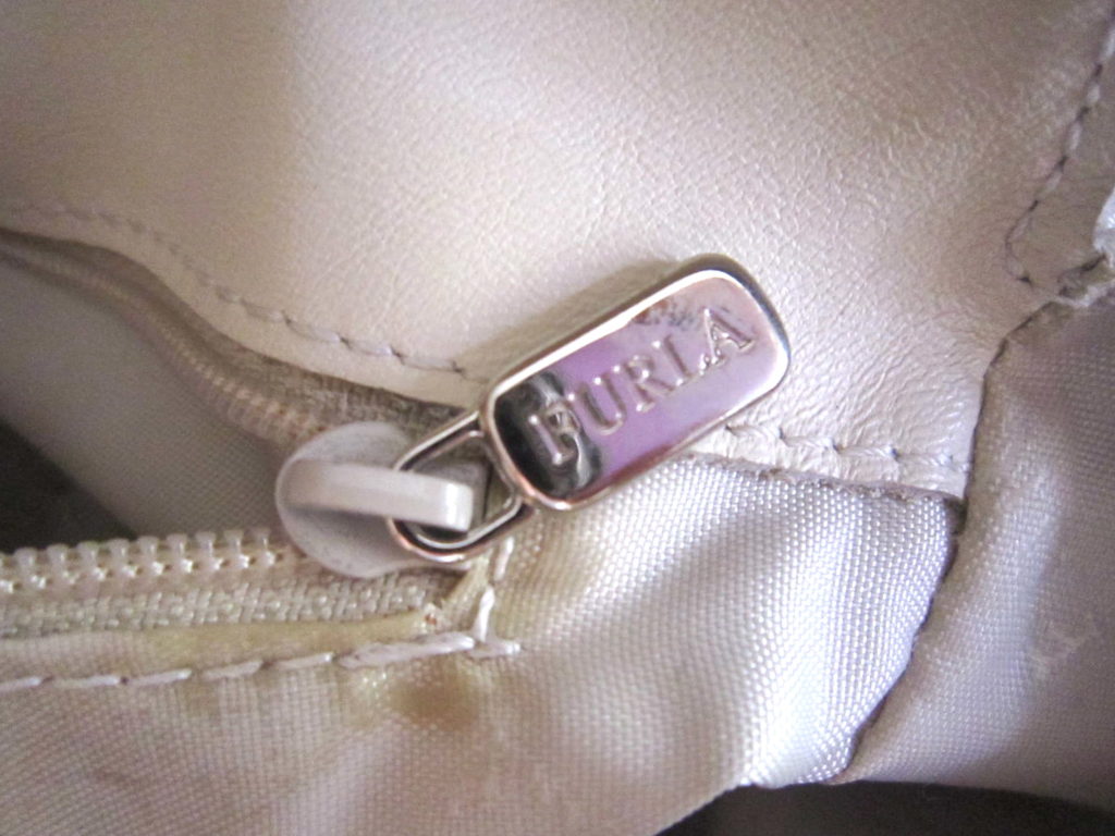 Furla White & Black Leather Hobo Bag