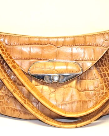 Furla Yellow Croc Embossed Leather Hobo Bag