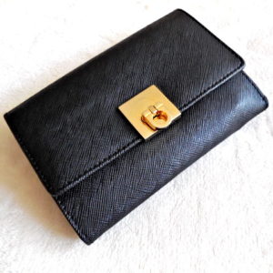 Gancini Black Leather Bi-Fold Wallet