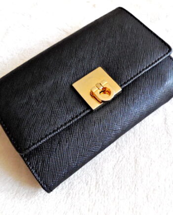 Gancini Black Leather Bi-Fold Wallet