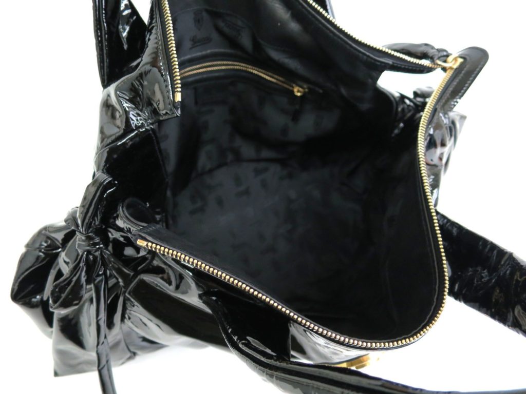 Gucci Black Patent Crystal Hysteria Medium Handbag