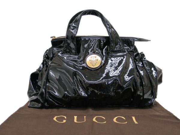 Gucci Black Patent Crystal Hysteria Medium Handbag