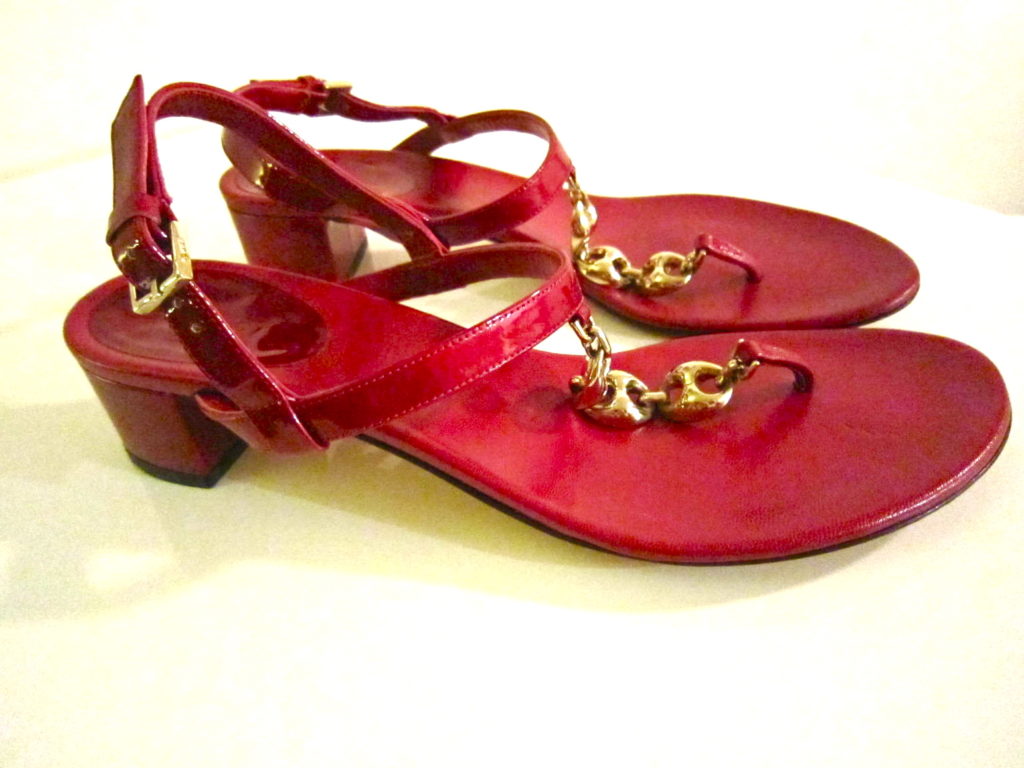 Gucci Cherry Patent Leather Horsebit Sandals